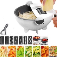 Универсальная овощерезка 9 в 1: ручная терка - дуршлаг Hand-Held Spiralizer (7 насадок + овощечистка)